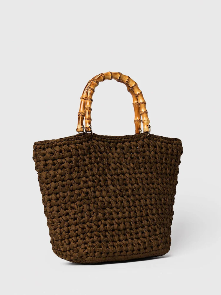 Whistles Green Bamboo Handle Crochet Bag | Next US
