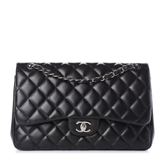 CHANEL Lambskin Quilted Jumbo Double Flap Black | Fashionphile