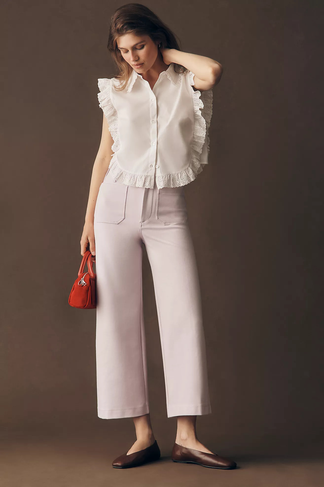 Maeve Colette Knit High-Rise Wide-Leg Cropped Pants | Anthropologie (US)