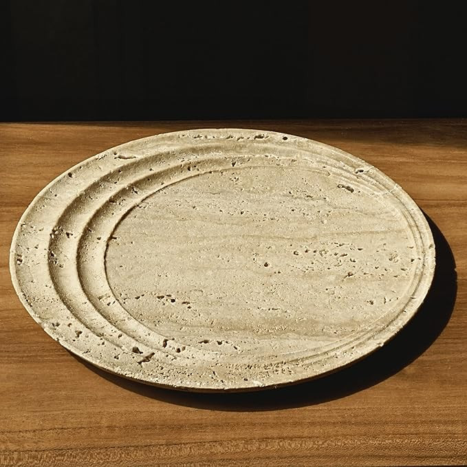 astavostone Natural Travertine Tray 9.5'' – Cream Beige Marble Decorative Tray, Fruit & Vase Di... | Amazon (US)