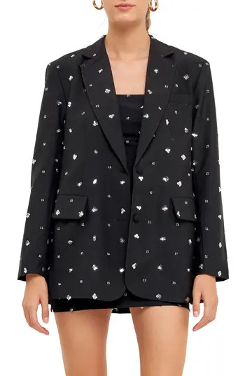 Endless Rose Sequin Floral Embellished Blazer in Black at Nordstrom Rack, Size Medium | Nordstrom Rack