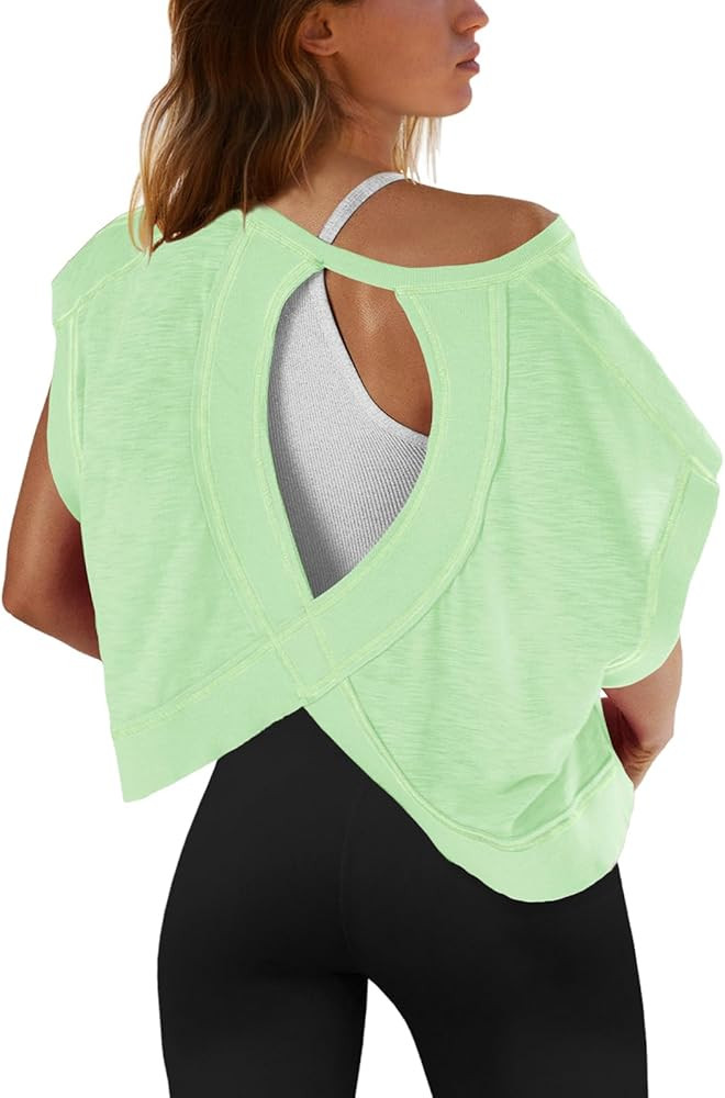 SENSERISE Workout Tops Athletic Shirt Crop Top Tee | Amazon (US)