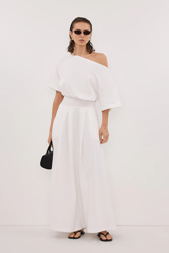 ESME WHITE ASYM MAXI DRESS | DISSH