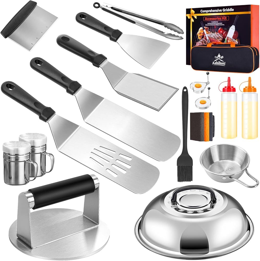 Griddle Accessories BBQ Grill Set - 20pcs Stainless Steel Barbecue Tools Kit for Blackstone with ... | Amazon (US)
