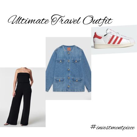 Gearing up for summer travels? For airport chic pair a jumpsuit that’s like a sweatpants, an elevated denim jacket and a chic kick- you can go from the plane to a casual dinner in the height of style! #investmentpiece 

#LTKSeasonal #LTKtravel #LTKstyletip