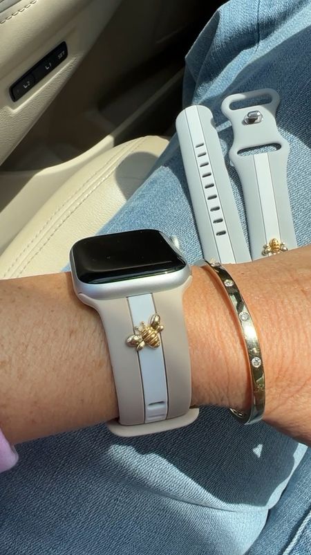 Love these watch bands with the interchangeable bee charms. These come in lots of colors. Diamond inlay solid gold bangle is 20% off.

#LTKSaleAlert #LTKSeasonal #LTKVideo