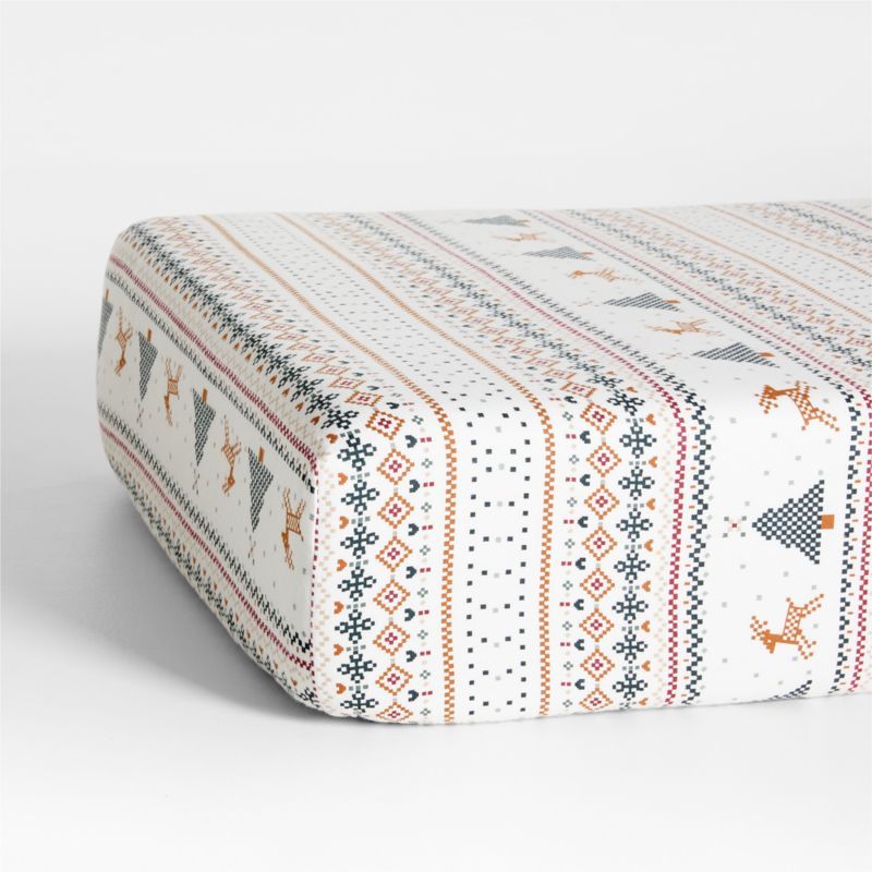 Supercozy Fairisle Multicolor Organic Flannel Baby Crib Fitted Sheet | Crate & Kids | Crate & Barrel