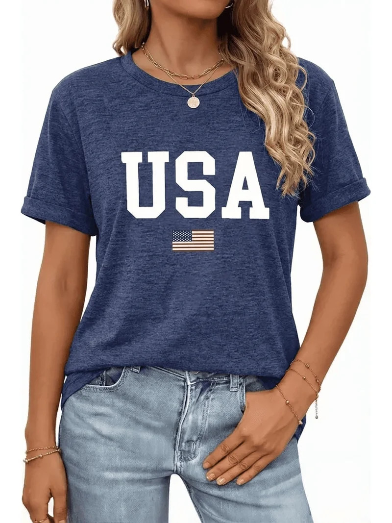 Patriotic USA Shirt, 250 Anniversary USA Shirt Casual Tee(Blue,S) - Walmart.com | Walmart (US)