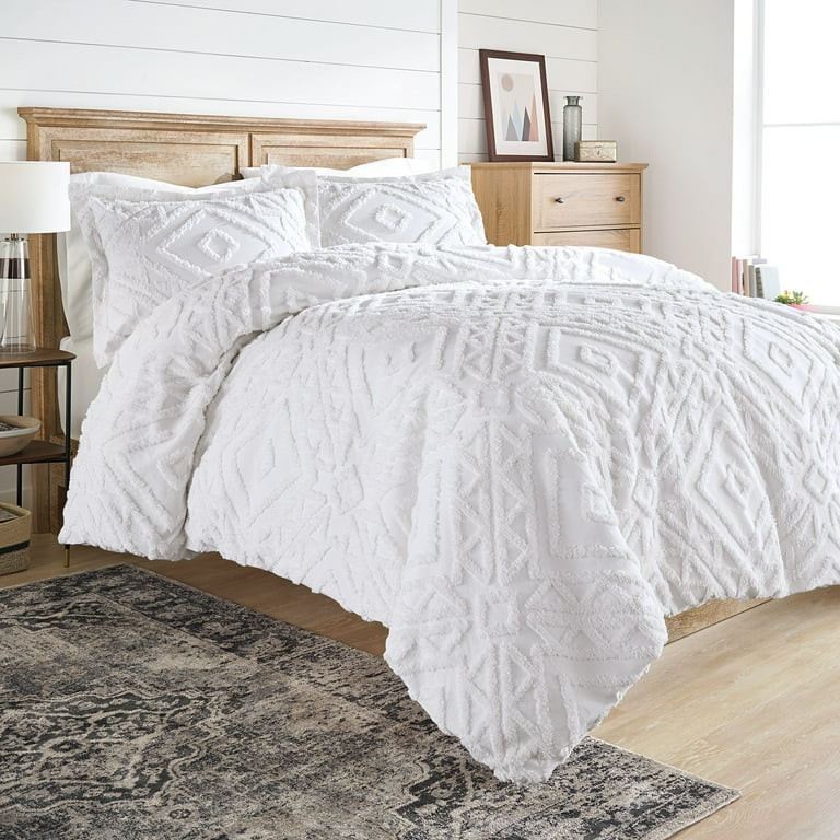 Better Homes & Gardens 3-Piece White Chenille Duvet Cover Set, Full/Queen | Walmart (US)