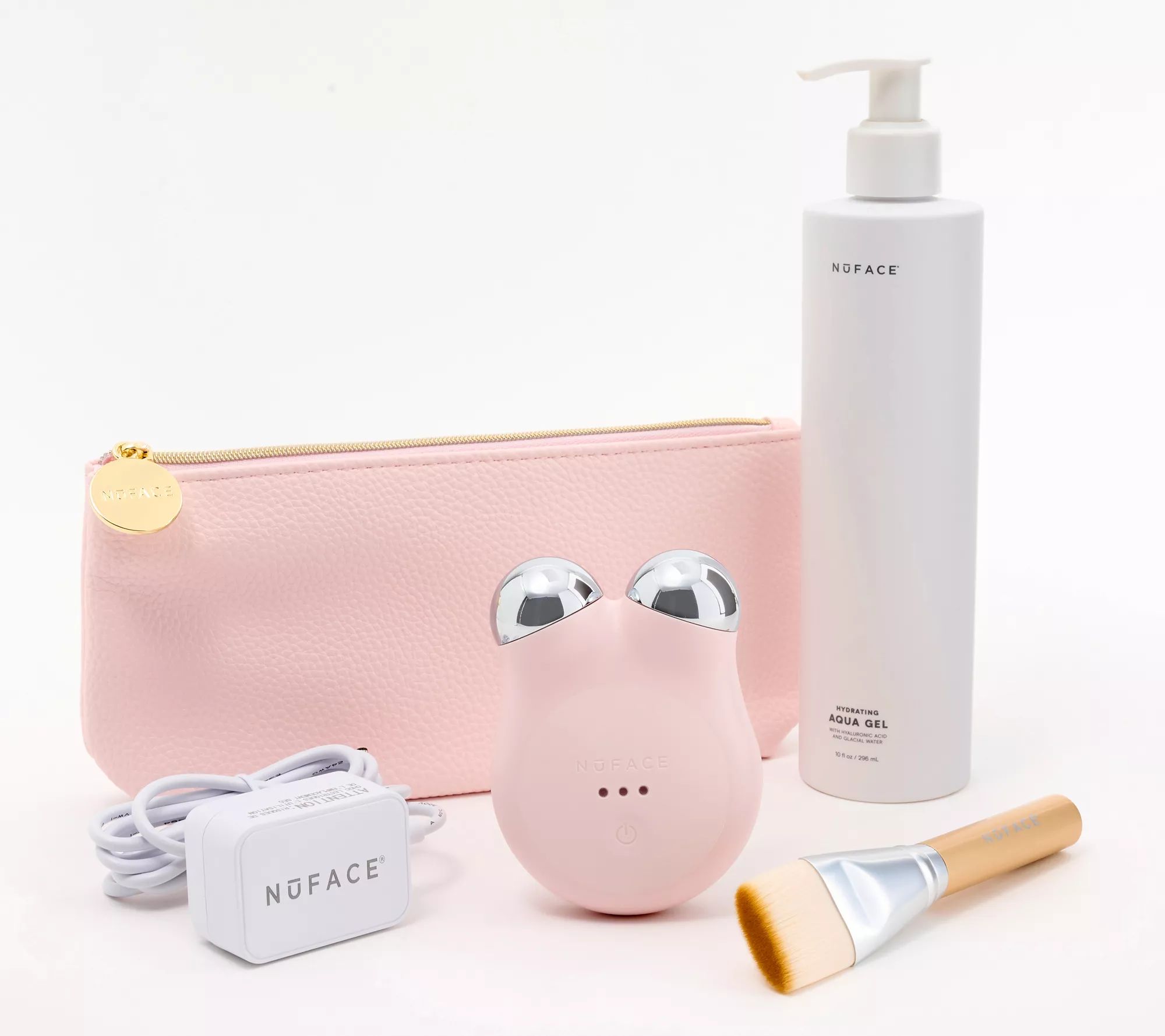 NuFACE Mini+ Facial Toning Device with 10oz Aqua Gel and Bag | QVC