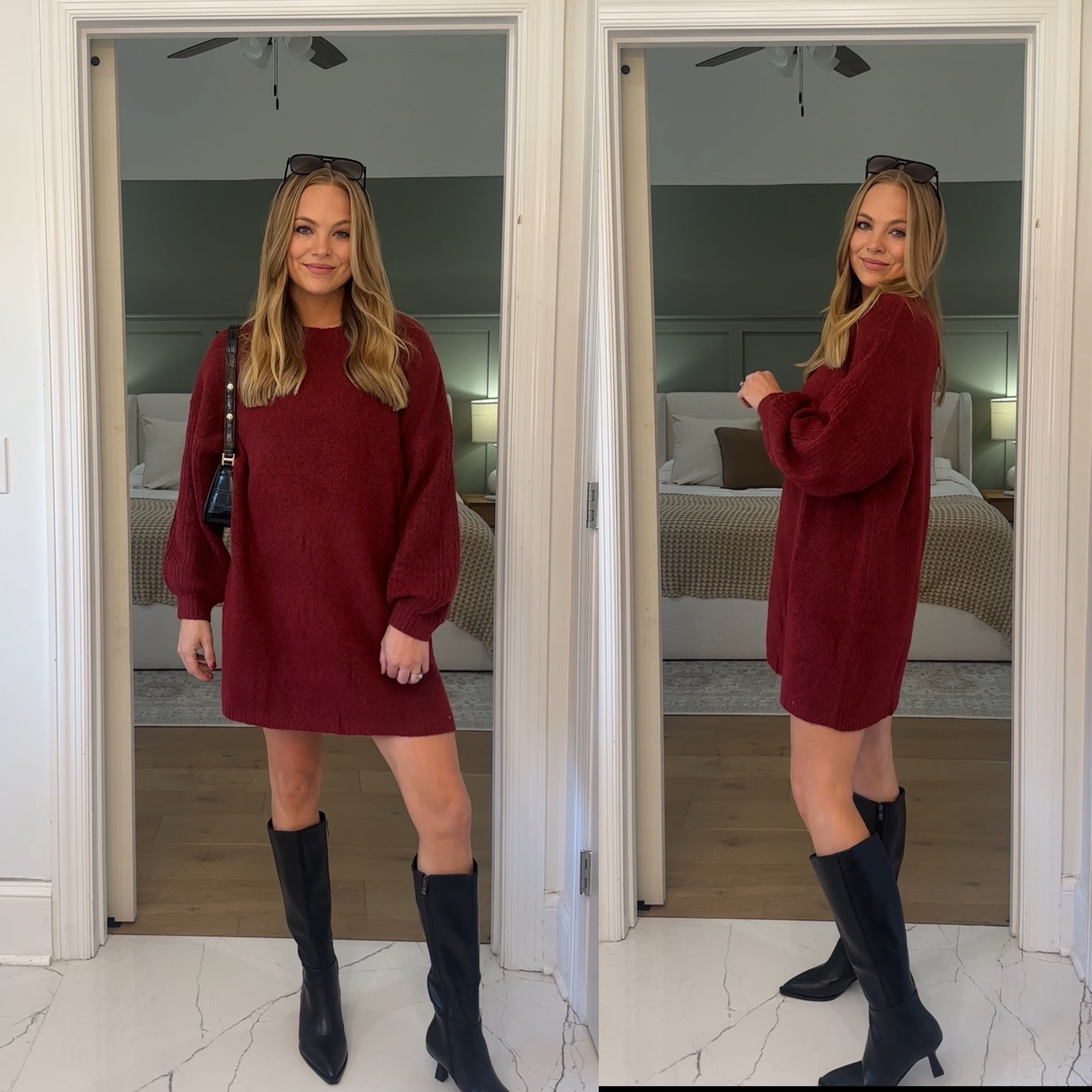 Amazon fall fashion
Amazon outfits 
Outfit ideas
Outfit inspo thanksgiving outfit idea 
Maroon dress
Black boots
Sweater dress 
Fall trends 
Fall outfit 
