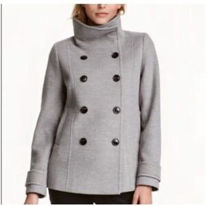H&M Gray Double-Breasted Peacoat | Poshmark