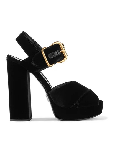 Prada - Velvet Platform Sandals - Black | NET-A-PORTER (UK & EU)