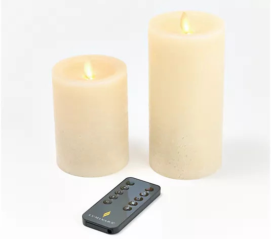 Luminara Set of (2) 4.5" & 6.5" Salt Wash Flameless Pillars - QVC.com | QVC