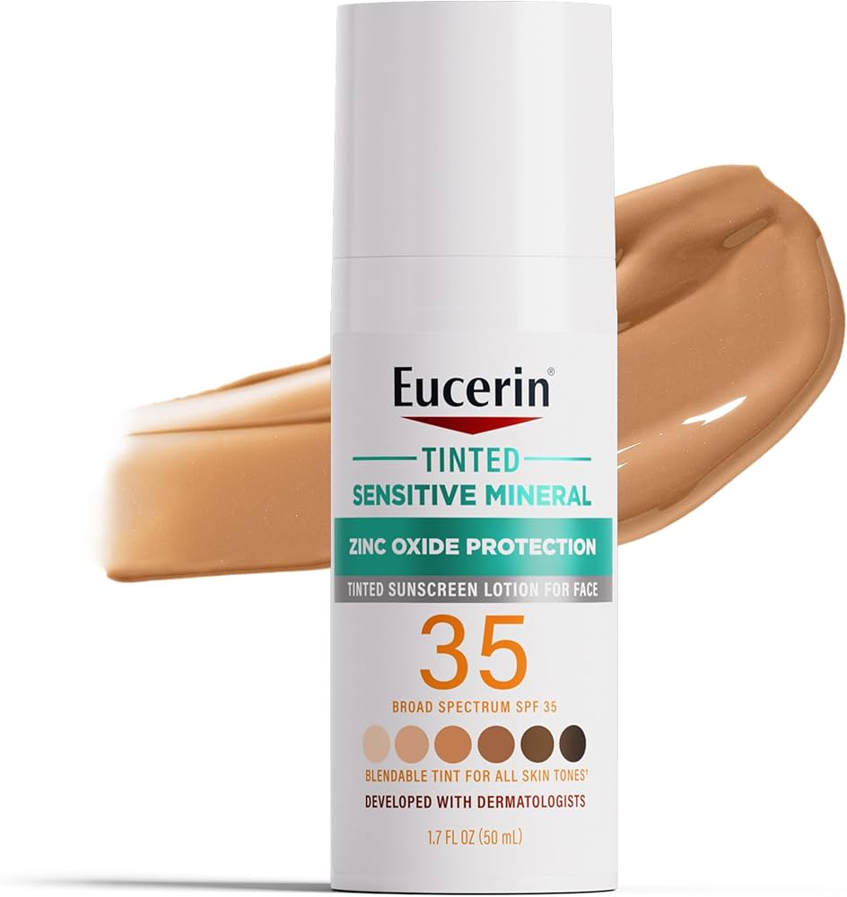 Eucerin Sun Tinted Sensitive Mineral Face Sunscreen Lotion SPF 35, Non-Comedogenic Mineral Sunscr... | Amazon (US)