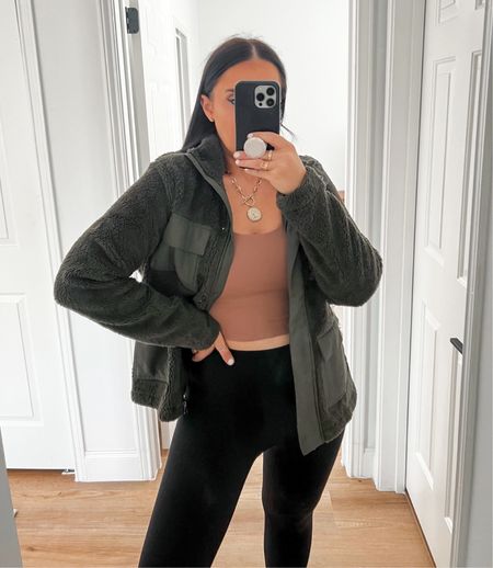 spanx booty boost leggings go up one size. wearing size medium. Brown bra wearing size medium. Green faux fur sherpa utility jacket from walmart wearing size medium now $22.98 originally $34.98


Follow my shop @thehouseofsequins on the @shop.LTK app to shop this post and get my exclusive app-only content!

#liketkit 
@shop.ltk
https://liketk.it/3Zk7o