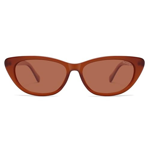 SOJOS Retro Polarized Cat Eye Sunglasses for Women Narrow Vintage Shades Trendy Sunnies SJ2396 Orange/Orange | Amazon (US)