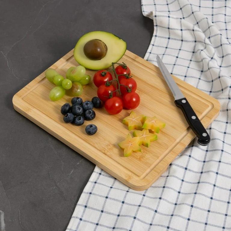 Mainstays 8.5" x 11" Non-Slip Bamboo Cutting Board, 100% Natural Bamboo Color, with Juice Groove | Walmart (US)