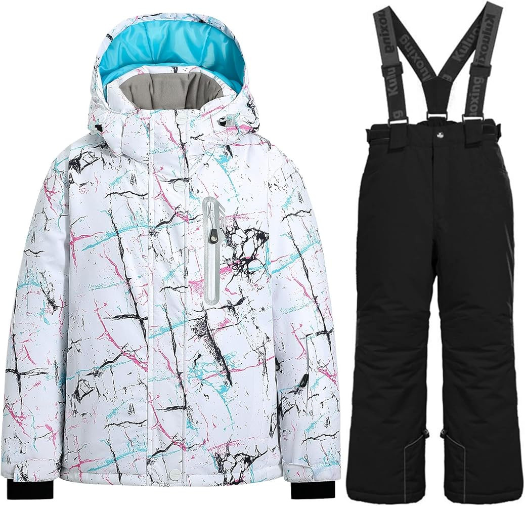 HOTIAN Boys 2 Piece Ski Jacket Snow Jacket Pants Suits Windproof Waterproof Winter Coats | Amazon (US)