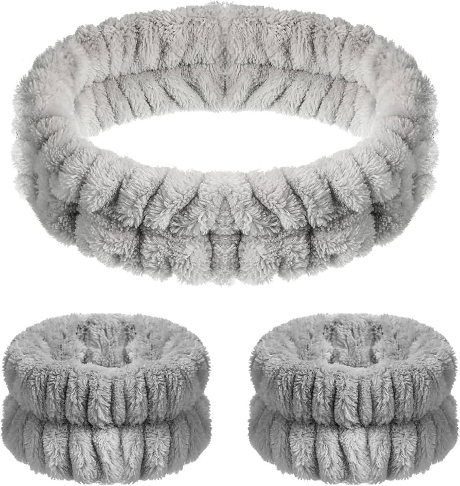 Chuangdi 3 Stück Spa Gesicht Stirnband Handgelenk Waschbänder Set Weiches Makeup Haarband Elast... | Amazon (DE)