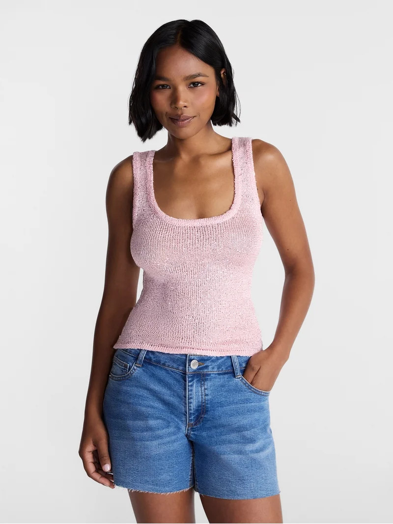 No Boundaries Sequin Sweater Tank Top, Women's and Women's Plus XXS-4X | Walmart (US)