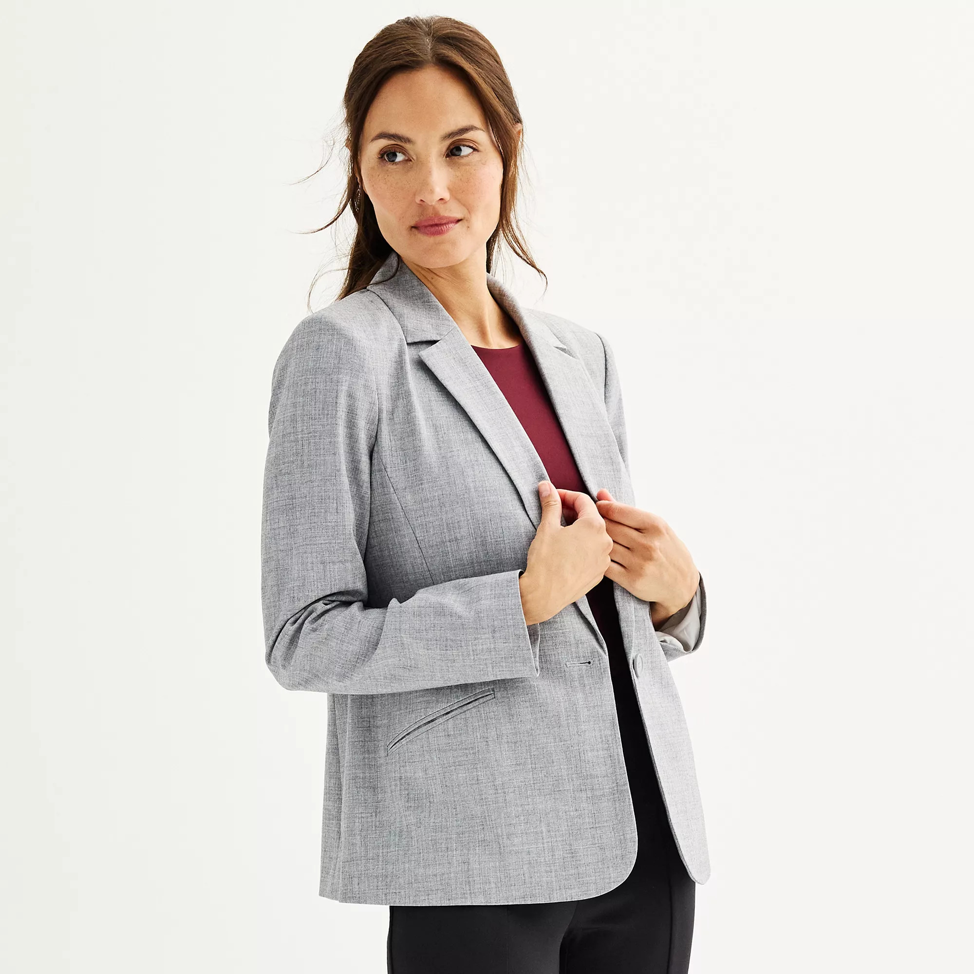 Petite Nine West Classic Single Button Blazer | Kohl's