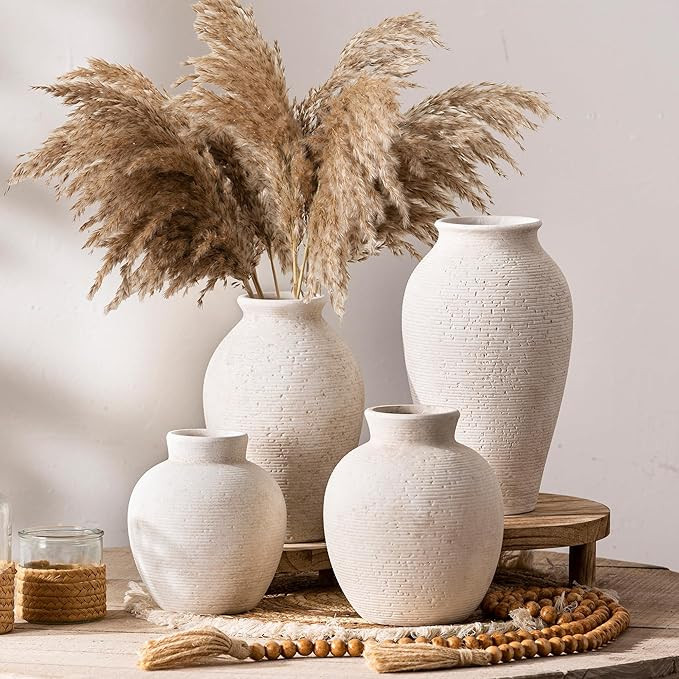 Ceramic Flower Vase Home Decor - Farmhouse Table Vases Rustic Vintage Living Room Kitchen Bedroom... | Amazon (US)