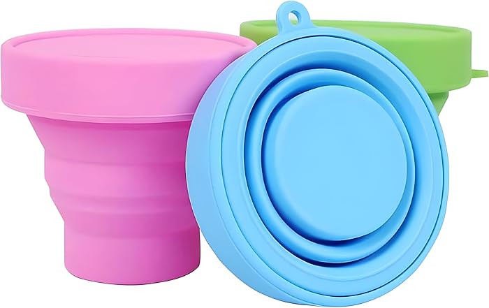 3-Pack Colorful Folding Silicone Cup Travel Cup Camping Cup | Amazon (US)