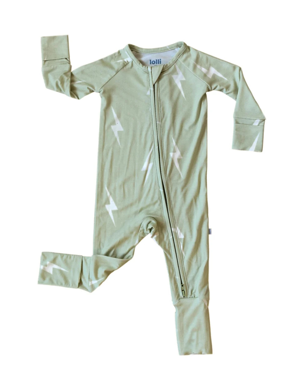 Lightning Bolt Zip Romper - Bamboo Pajama | Lolli Co.