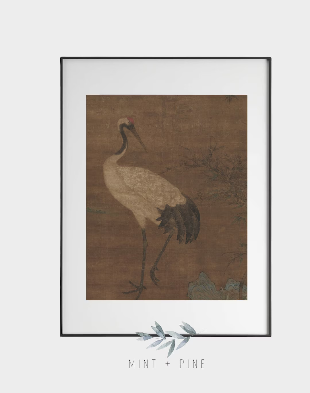 Crane Vintage Art | Vintage Painting | Moody Wall Art | Printable Digital Art | Mint and Pine #11... | Etsy (US)