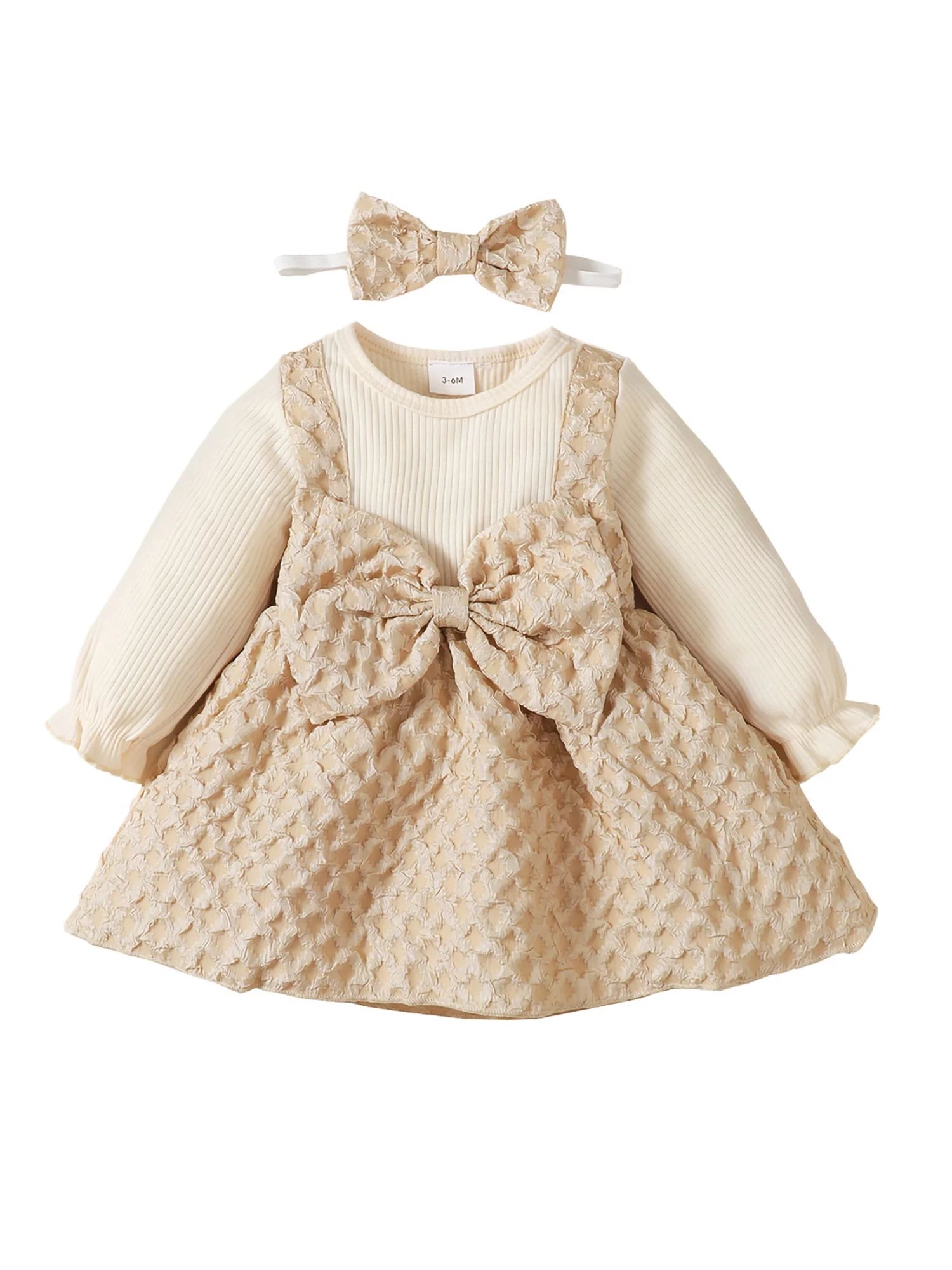 Musuos Baby Girl Princess Dress Ruffles Long Sleeve A-line Dresses with Bow Headband | Walmart (US)