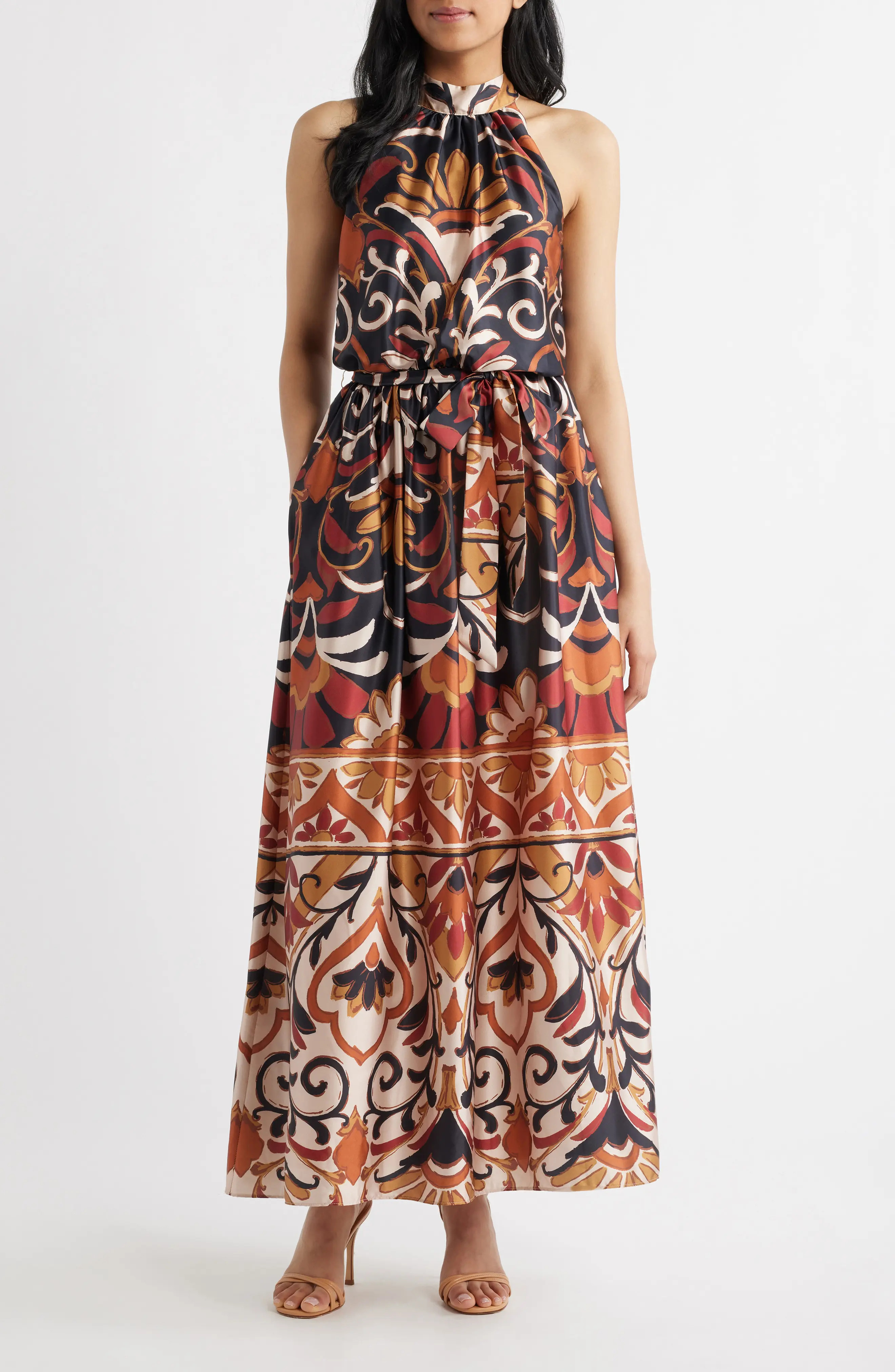 Floral Print Stretch Satin Maxi Dress (Women) | Nordstrom | Nordstrom