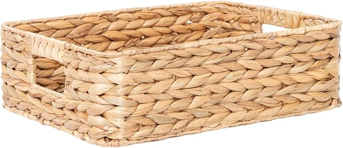 YAHUAN Pantry Basket, Water Hyacinth Storage Basket with Handles Shallow Basket for Organizing, S... | Amazon (US)