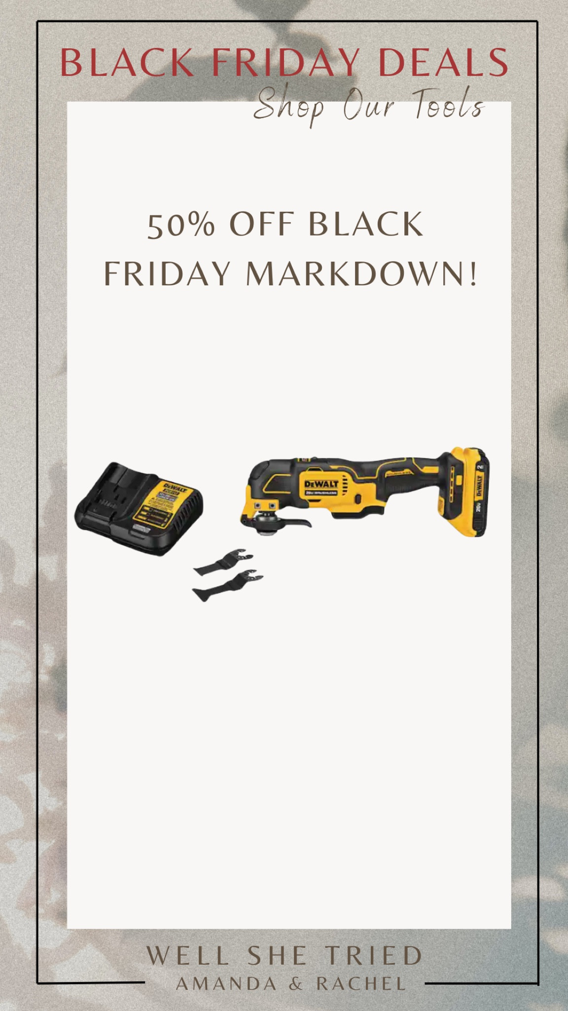 DEWALT Cordless Brushless Oscillating Multi Tool - 50% OFF Black Friday Deal !

#LTKFindsUnder100 #LTKCyberWeek #LTKHome
