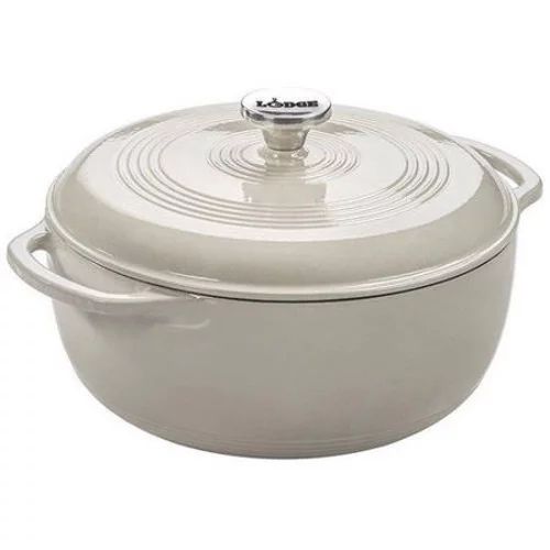 Lodge 6 Quart Oyster White Enameled Cast Iron Dutch Oven With Stainless Steel Knob and Loop Handl... | Walmart (US)