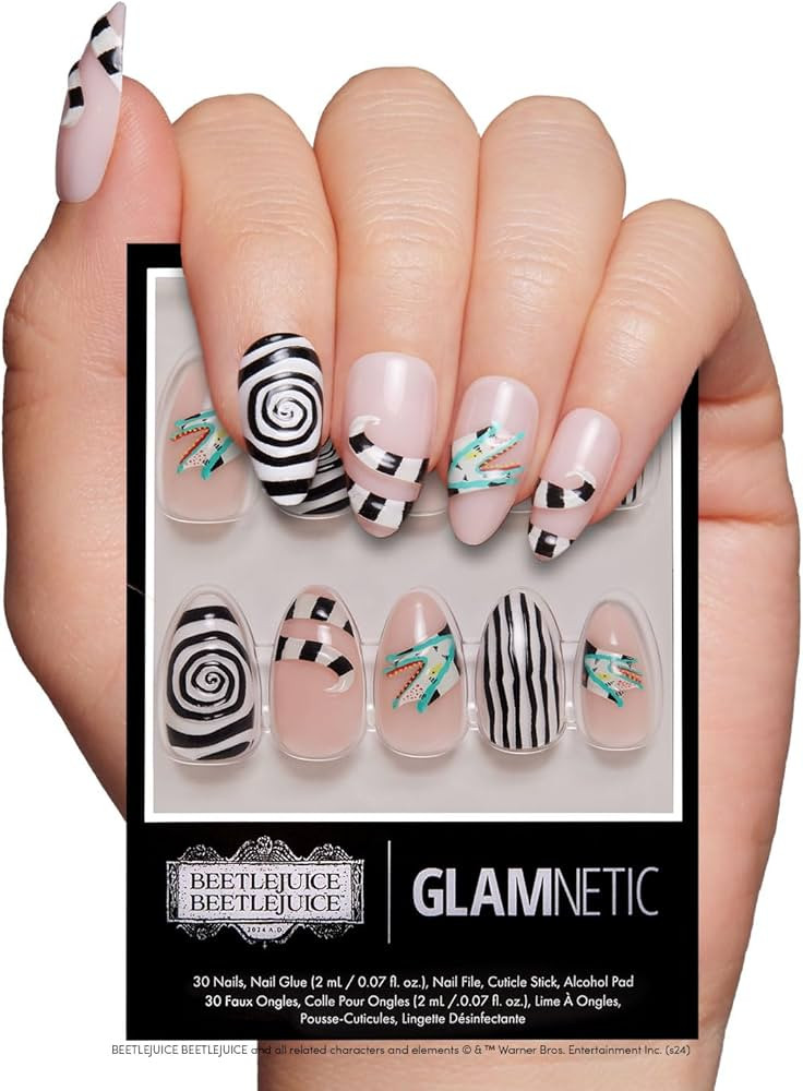 Beetlejuice Beetlejuice™ x Glamnetic Press On Nails - Sandworm™ | Semi-Transparent 3D Graphic... | Amazon (US)