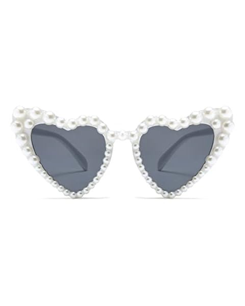 Anroong Sunglasses for Women- Bride Heart Shaped Pearl Sun Glasses Cat Eye for Sunglasses Women F... | Amazon (UK)
