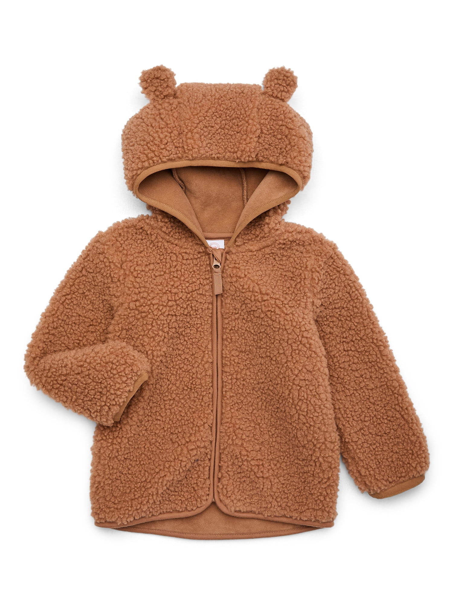 Wonder Nation Toddler Teddy Fleece Jacket with Hood, Size 12M-5T | Walmart (US)