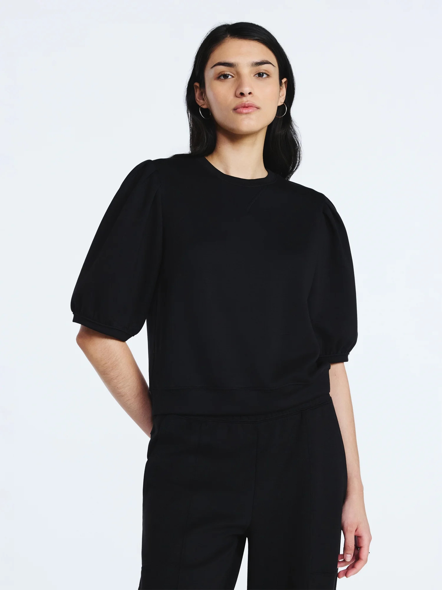 Scoop Women's and Women's Plus New Scubaknit Pleated Sleeve Top, Sizes XS-4X | Walmart (US)