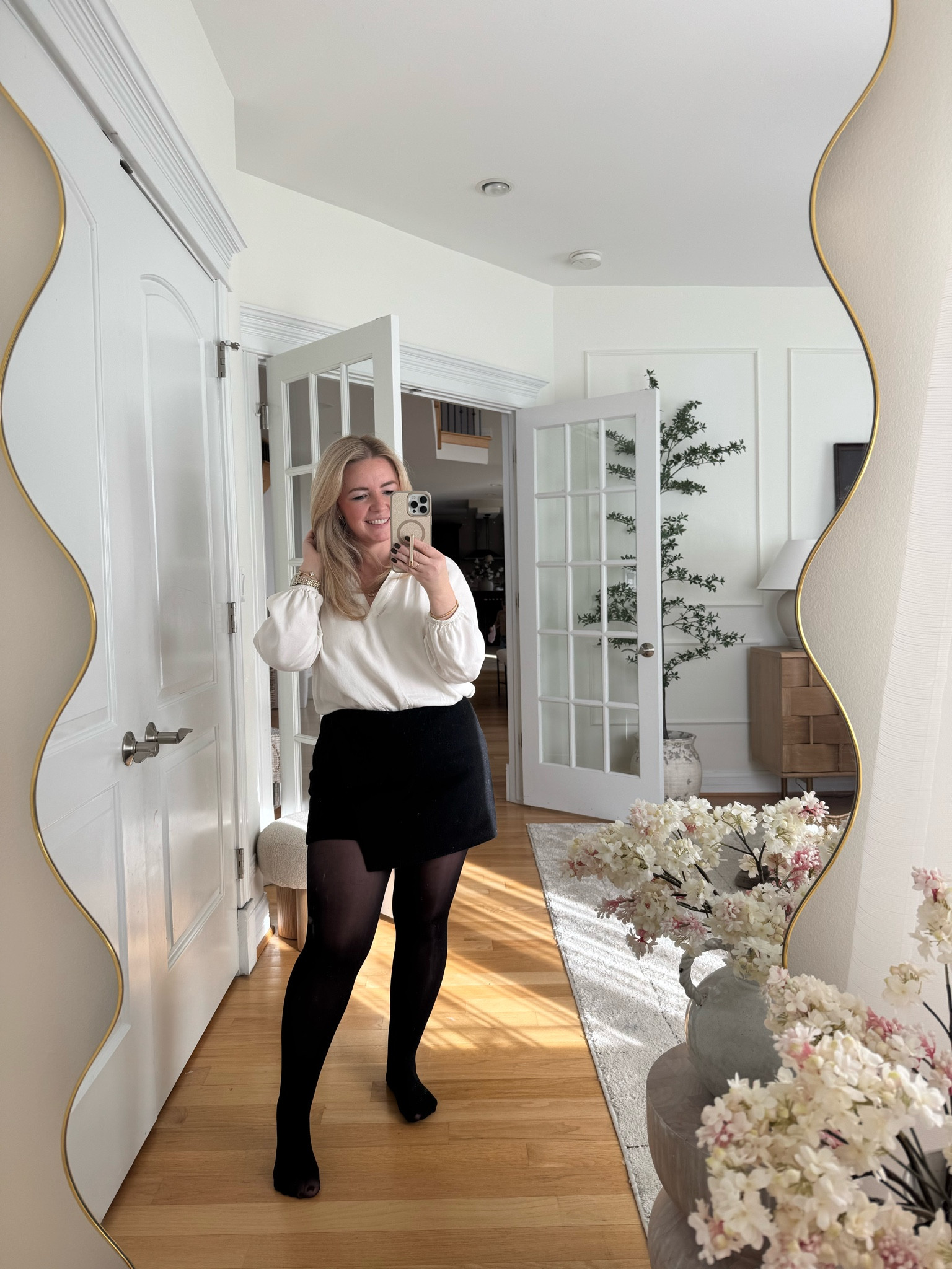 Date night outfit idea! Love this skort so much! #outfitidea #skort #blouse #abercrombie #winteroutfit 

#LTKPetite #LTKMidsize #LTKSaleAlert