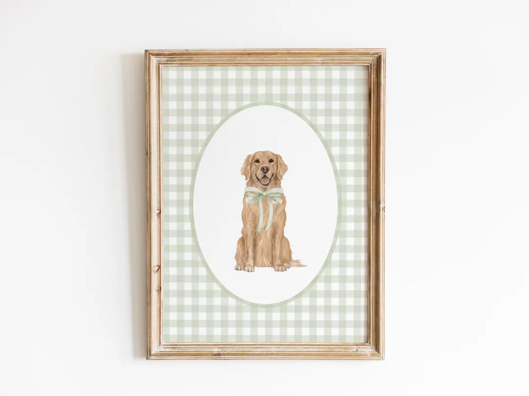 Golden Retriever Nursery Print, Custom Watercolor Dog Nursery Art, Baby Boy Nursery, Sage Green G... | Etsy (US)