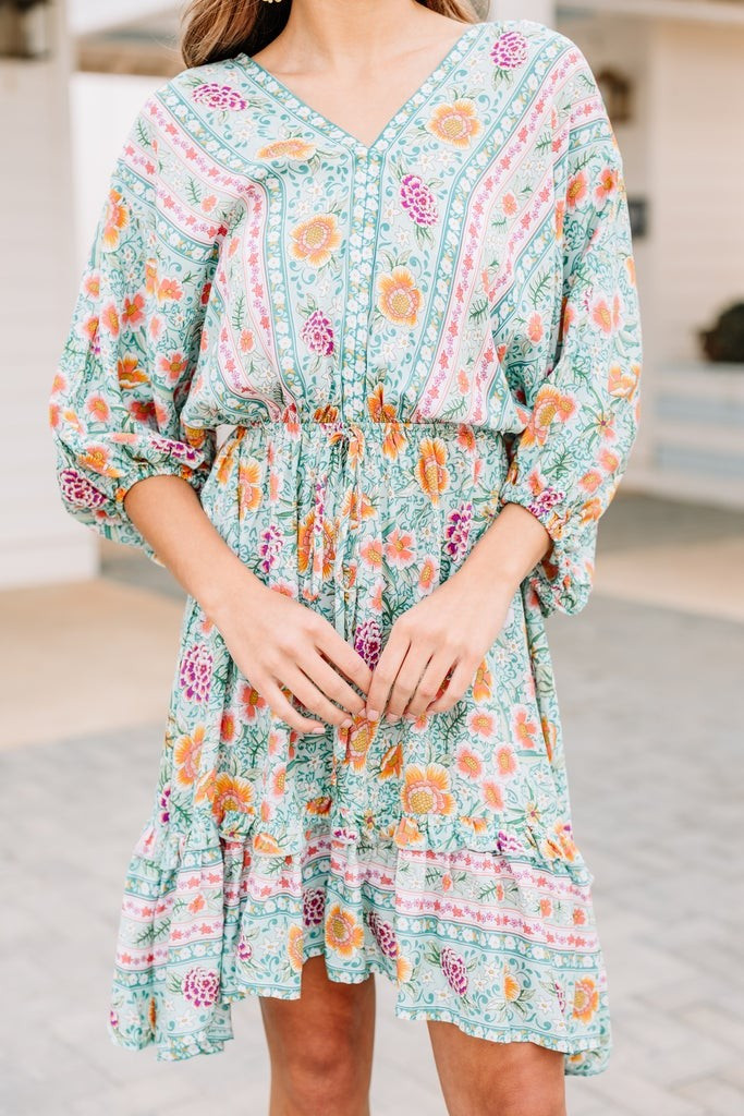 Can't Say No Mint Green Mixed Print Dress | The Mint Julep Boutique