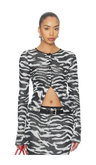 THE ATTICO Zebra Cardigan in Black & White. - size 40 | Revolve Clothing (Global)