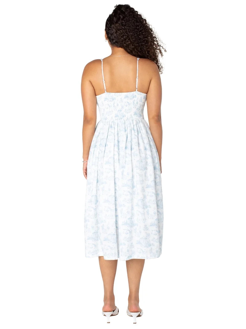 Bridgerton Celebrity Pink Women's and Women's Plus Basque Waist Midi Toile Dress, Sizes XS-4X | Walmart (US)