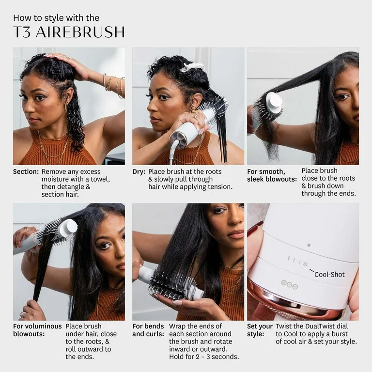 T3 AireBrush One-Step Smoothing and Volumizing Hair Dryer Brush | Walmart (US)