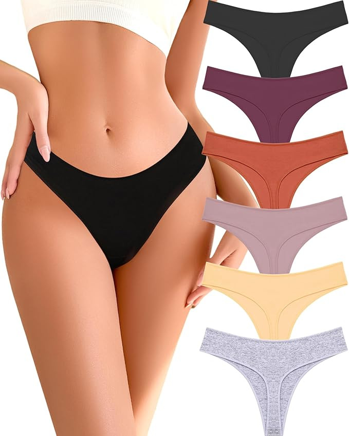READY TO LOVE Cotton Underwear for Women Pack Breathable Thongs for Women Sexy Stretch Soft Women... | Amazon (US)