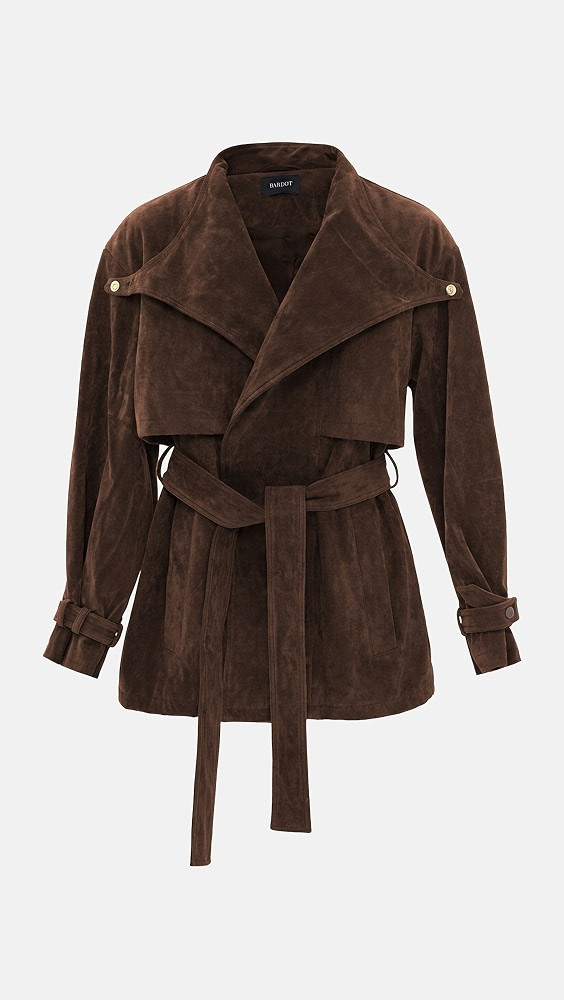 BARDOT Veronica Faux Suede Jacket Dark Choco L | Shopbop