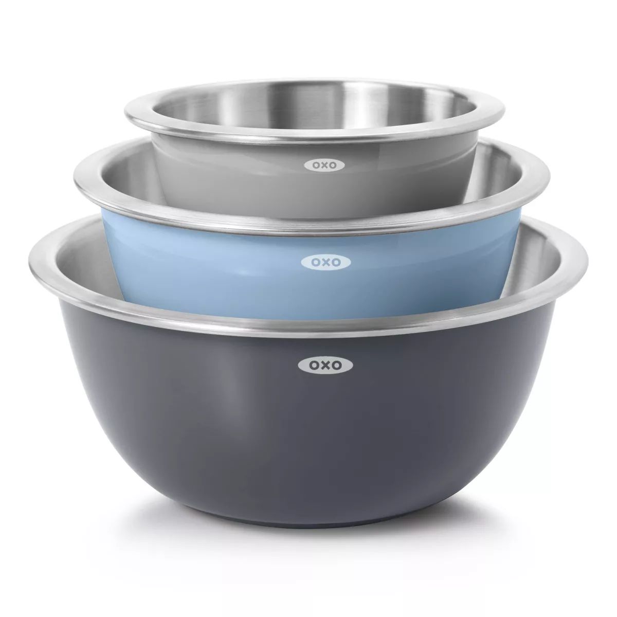 OXO 3pc Insulated Stainless Steel Mixing Bowl Set - Gray | Target