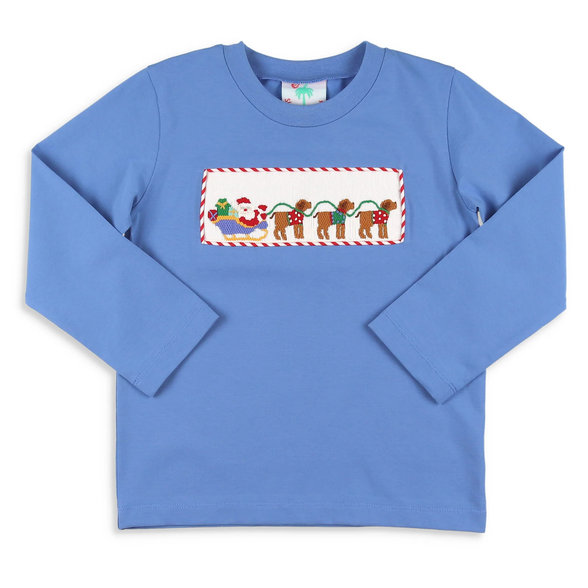 Boys Smocked Shirt - Santa Dogs - Shrimp and Grits Kids | Shrimp and Grits Kids