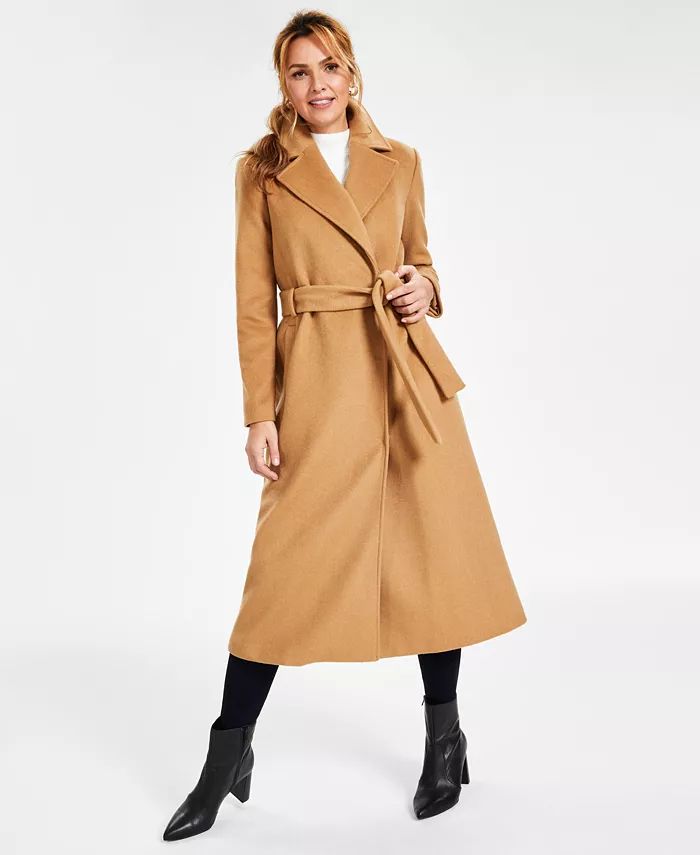 Women's Solid Belted Wool Coat, Created for Macy's | Macy's